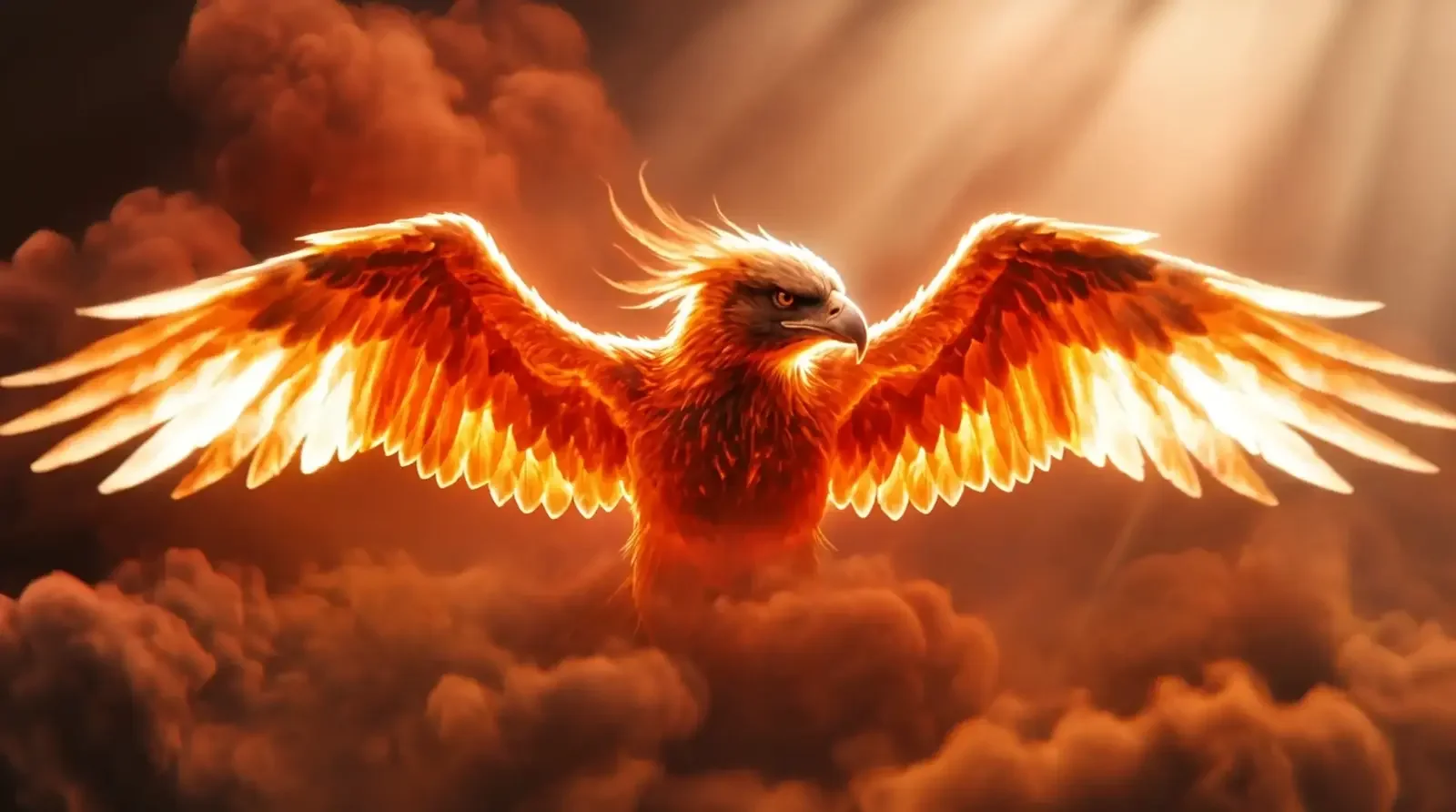 The Phoenix at full wingspread, the opening hero of the Phoenix Clock.